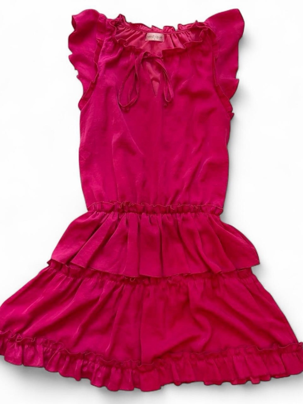 vestique Fuchsia Tiered Ruffle Skirt Dress